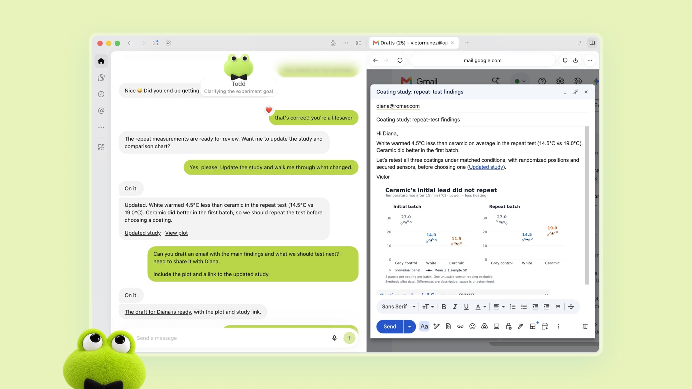 Todd, un dot de OpenAI, actualiza un estudio con nuevas mediciones y deja preparado en Gmail el borrador del correo con el gráfico