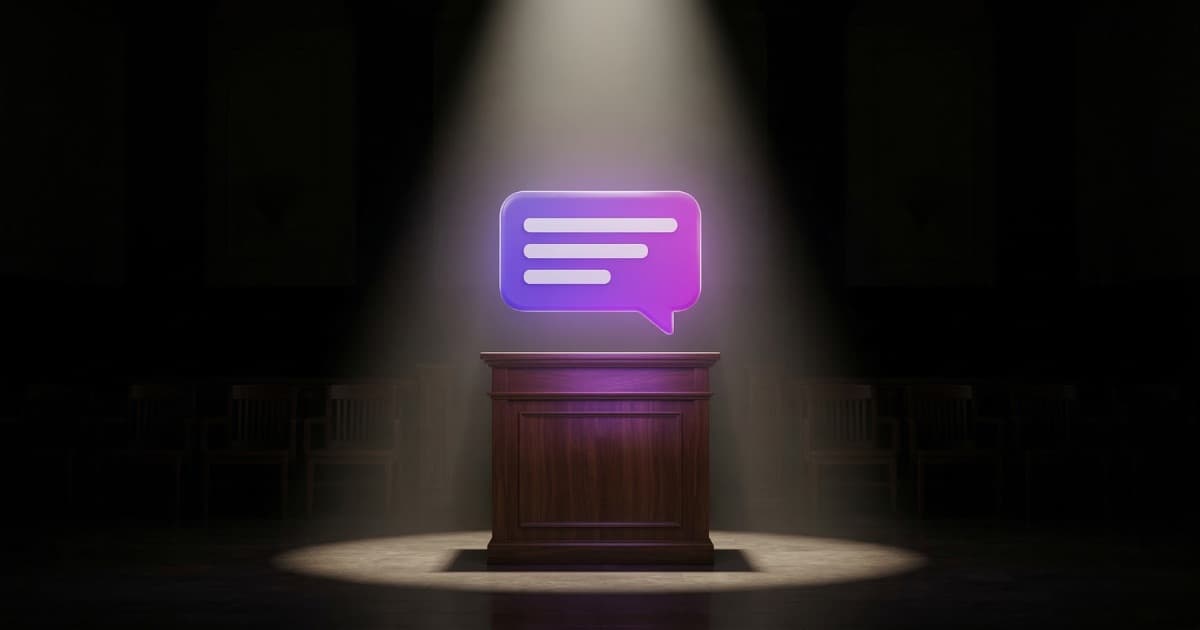 Chatbot de IA en un estrado de tribunal bajo un foco, representando la responsabilidad legal de empresas por errores de chatbot