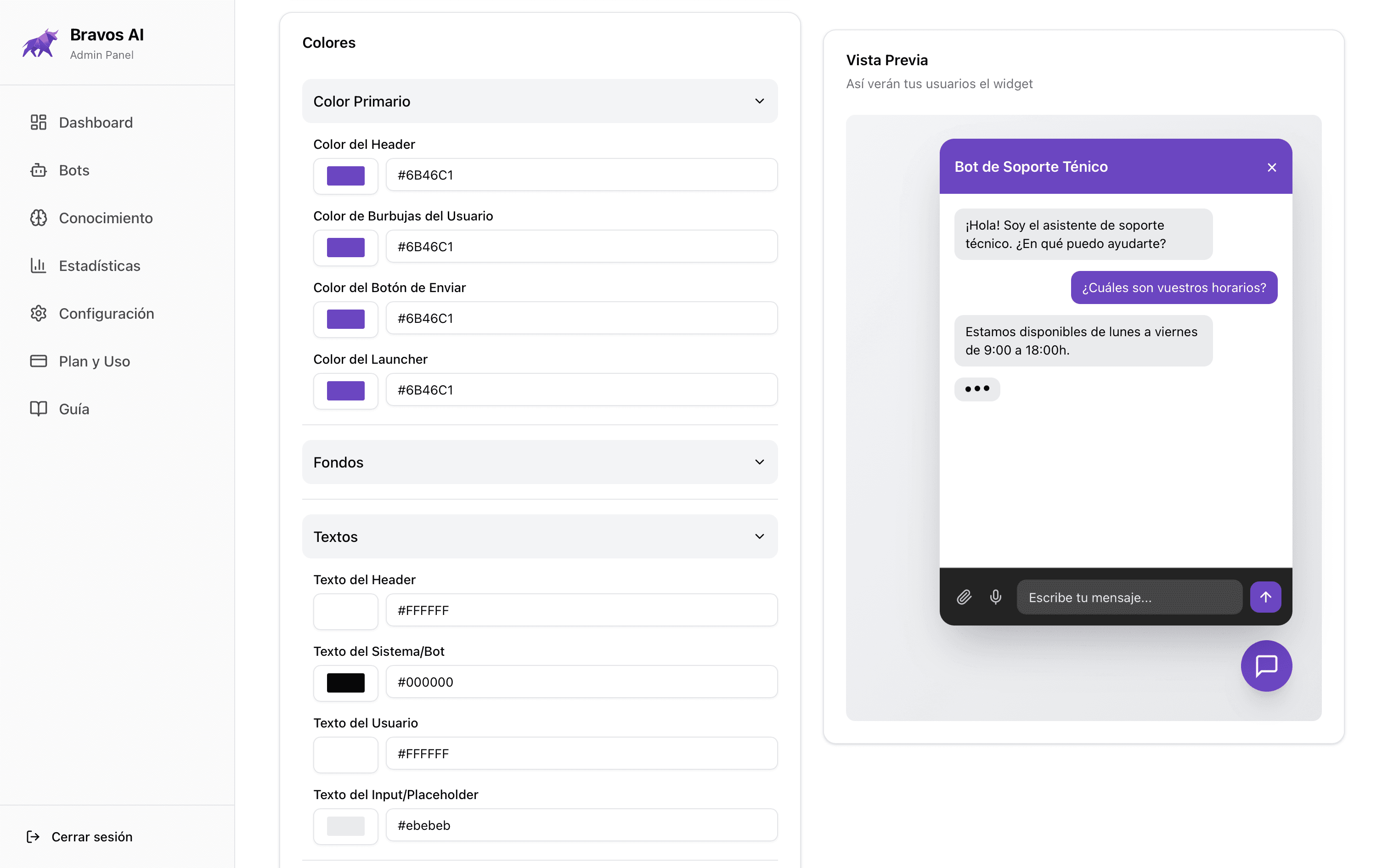 Editor de personalización