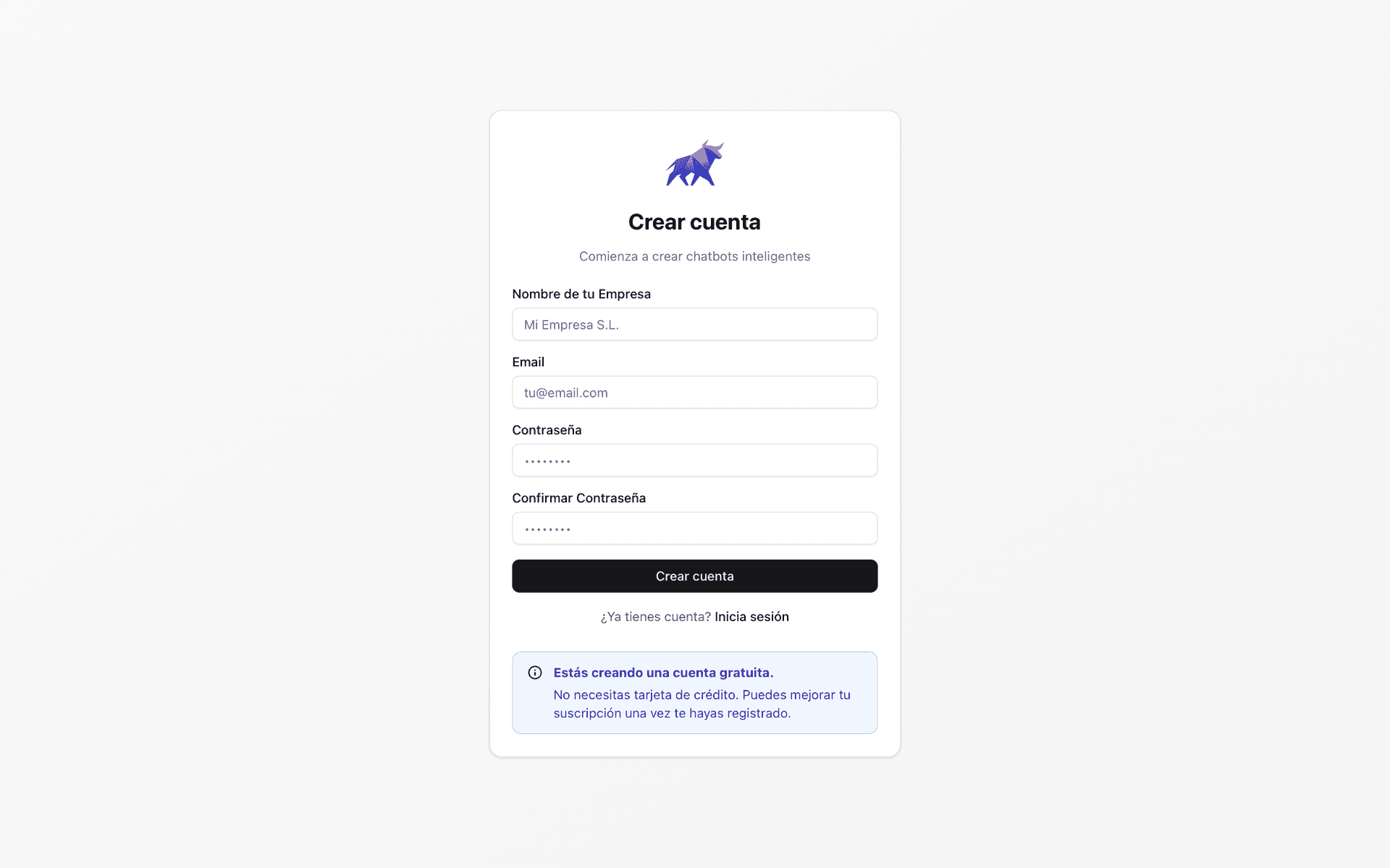 Página de registro de Bravos AI para crear un chatbot con IA